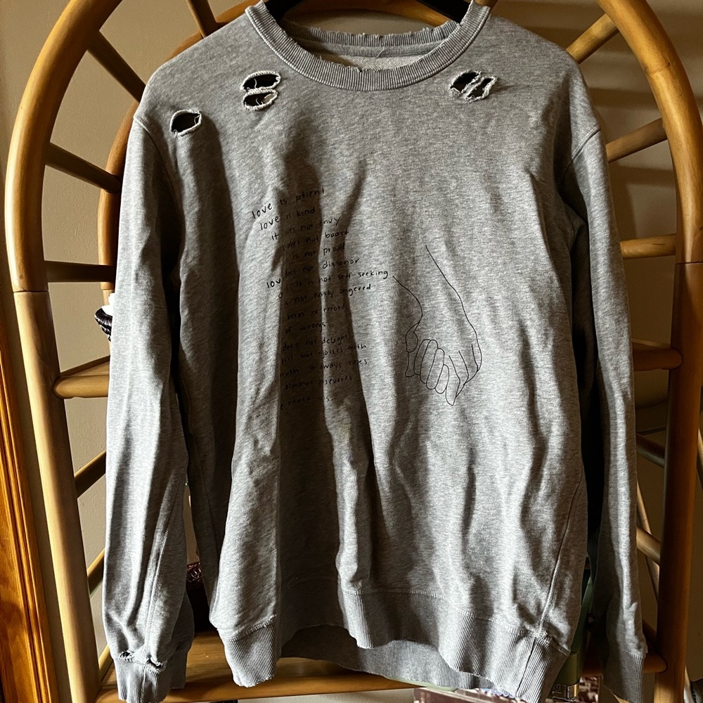 Gray Distressed Sweater